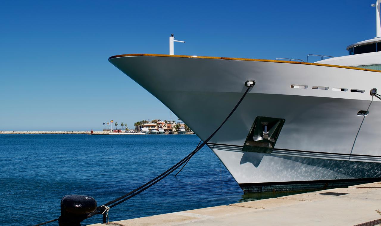 Luxury yacht in marina